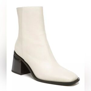 Sam Edelman Winnie Block Heel Booties Ivory Leather Size 7.5
